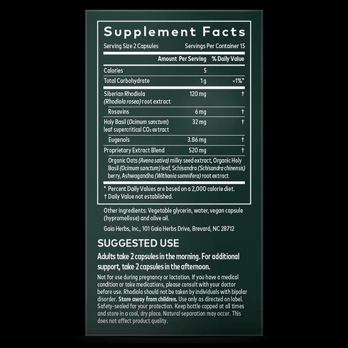 Image of Stress Response 30vcaps supplement facts